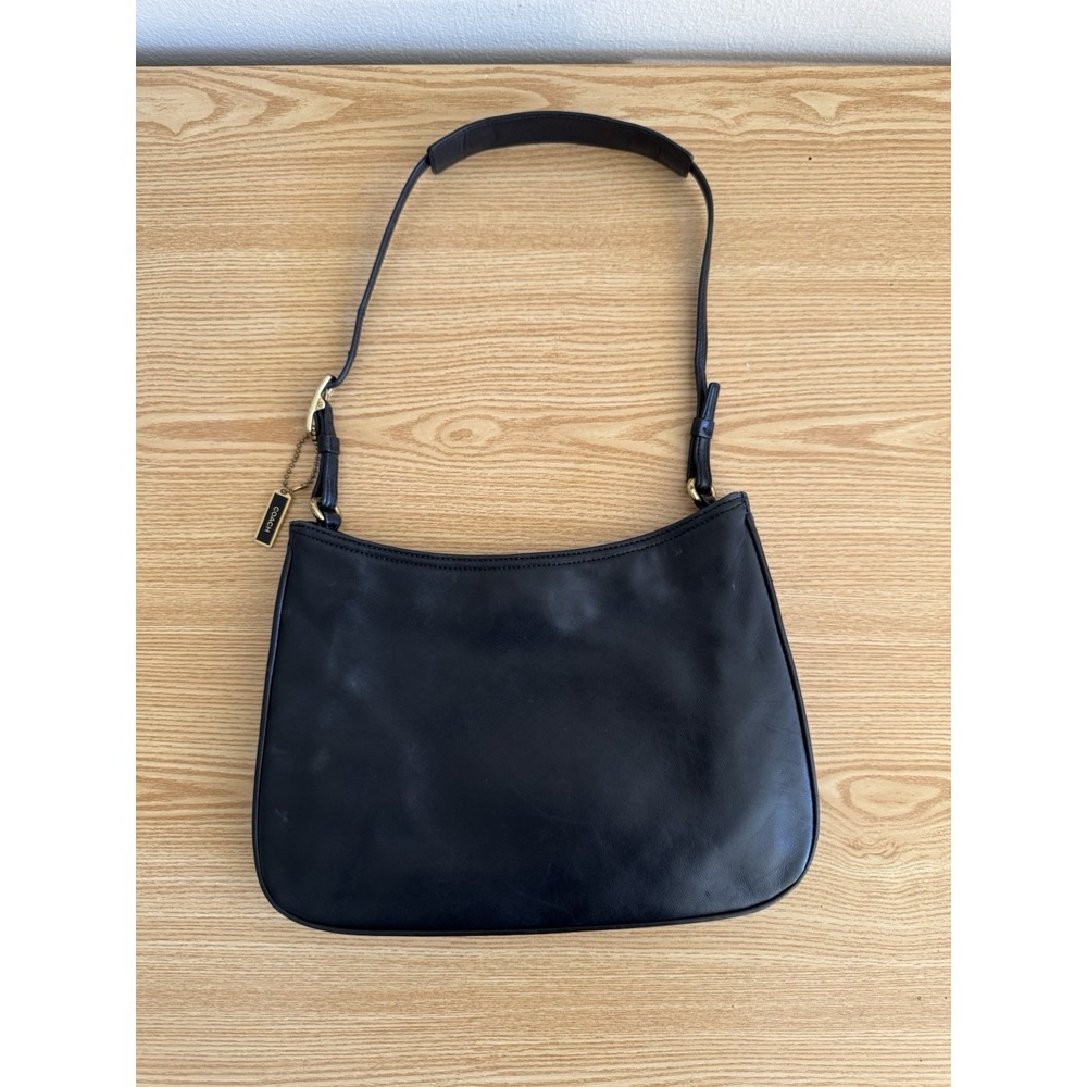 Vintage‎ COACH Y2K Black Leather Baguette Shoulder Bag E1K-8165 - Picture 3 of 11